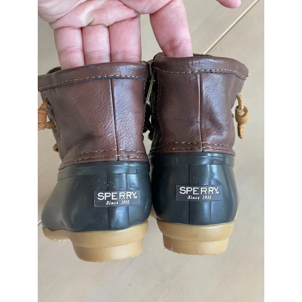 Sperry Saltwater Duck Boots Toddler 8 Brown Black Waterproof Rain Boots CG55362A